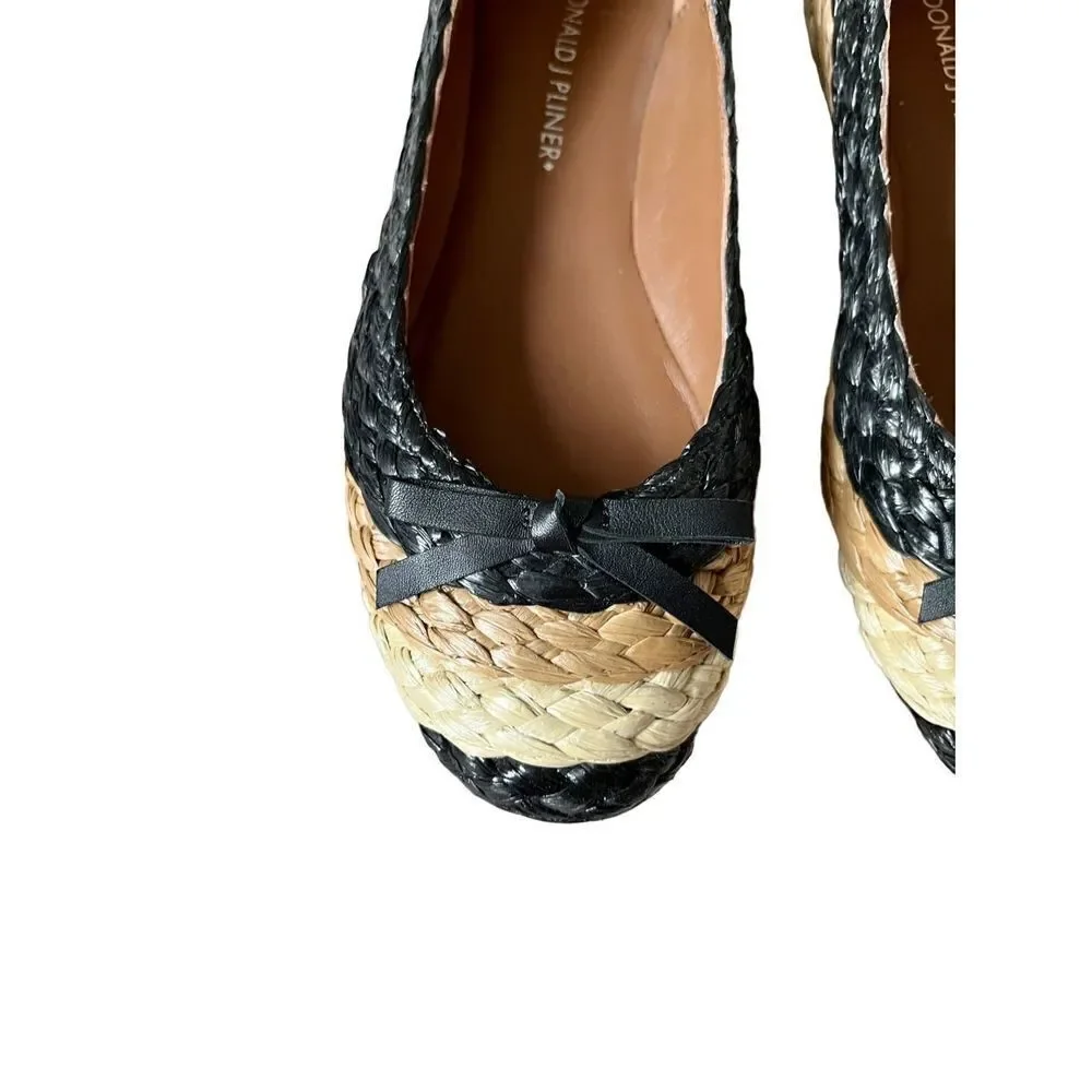 Donald Pliner Gret Braided Rafia‎ Woven Tri-color Ballet Flats size 6